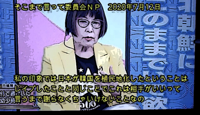 田嶋陽子さん「日本が韓国を植民地化したということはレ○プしたことと同じ。相手がいいって言うまで謝り続けなければならない」