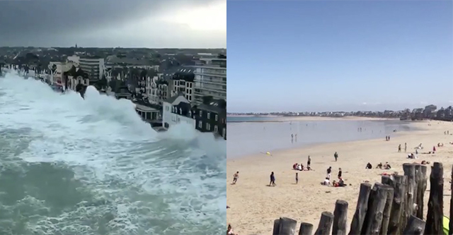 【自然の驚異】ブルターニュ地方 サン・マロの大潮の満潮時と干潮時の動画