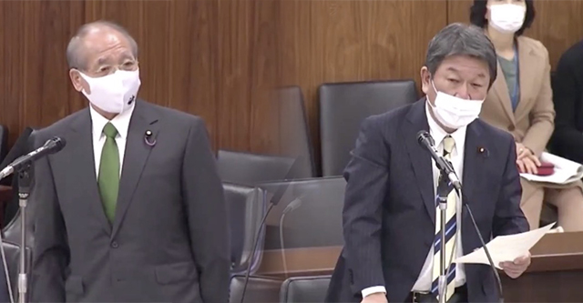 維新・鈴木議員「今、日本で領土問題はどことどこ？」→ 茂木外務大臣「韓国との竹島の問題がある」「それ以上のお答えは委員長にお任せします」
