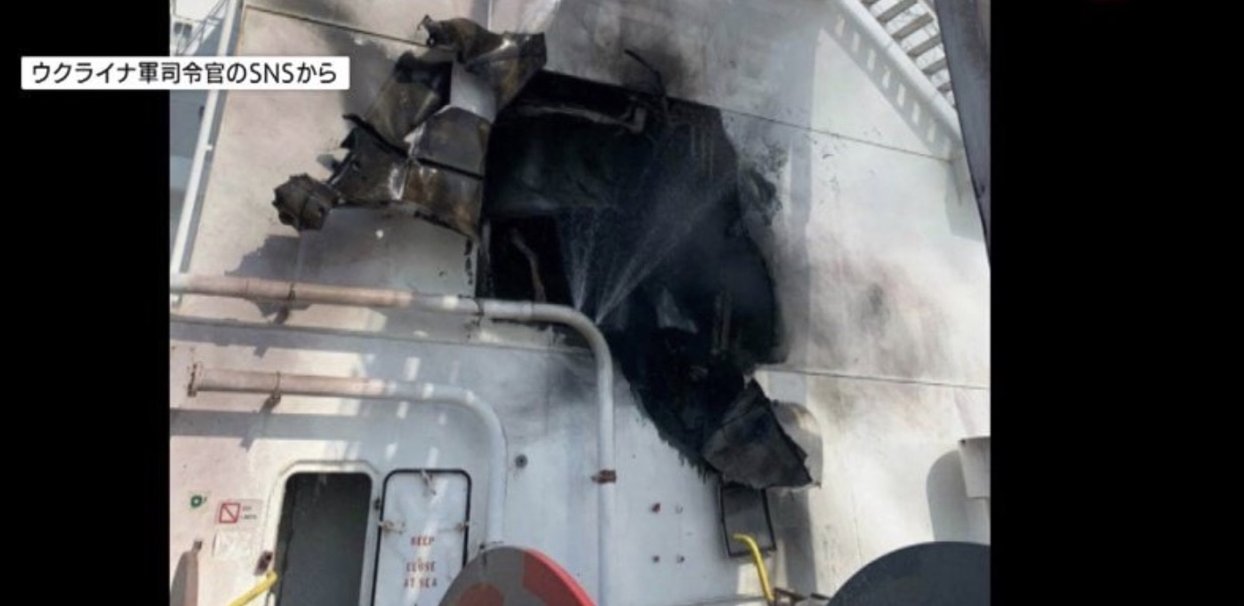 日本企業の所有する貨物船、ロシアのミサイル攻撃で被弾 乗員1人がけが