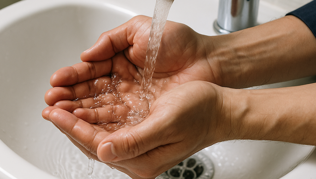 [Horror]駅のトイレで用を足していた男性の尿をすくったとして、57歳の男が逮捕された。