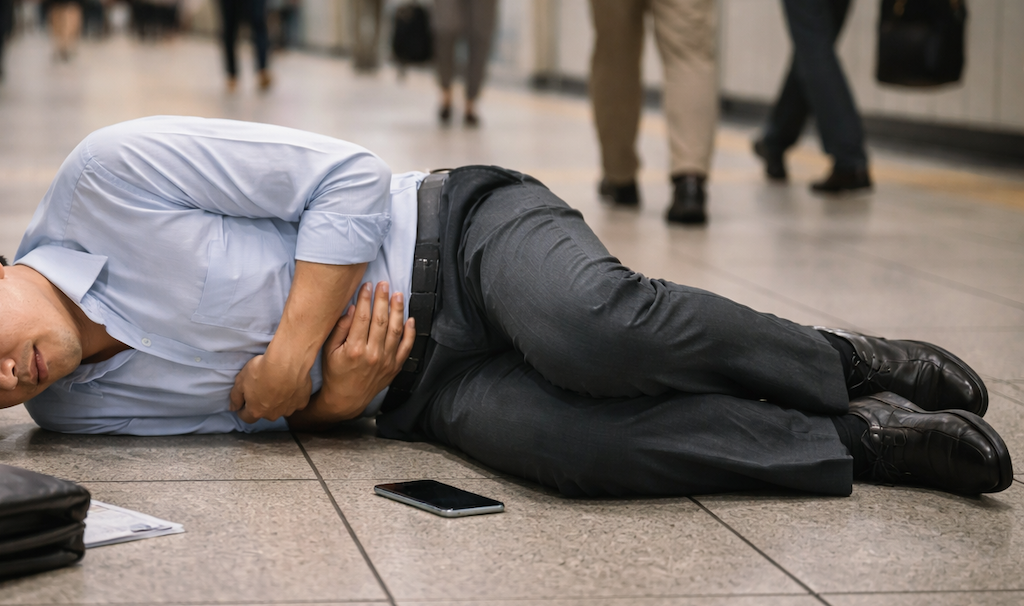 通路でうずくまっていた男性は駅員によって外に運ばれ放置→搬送後に死亡