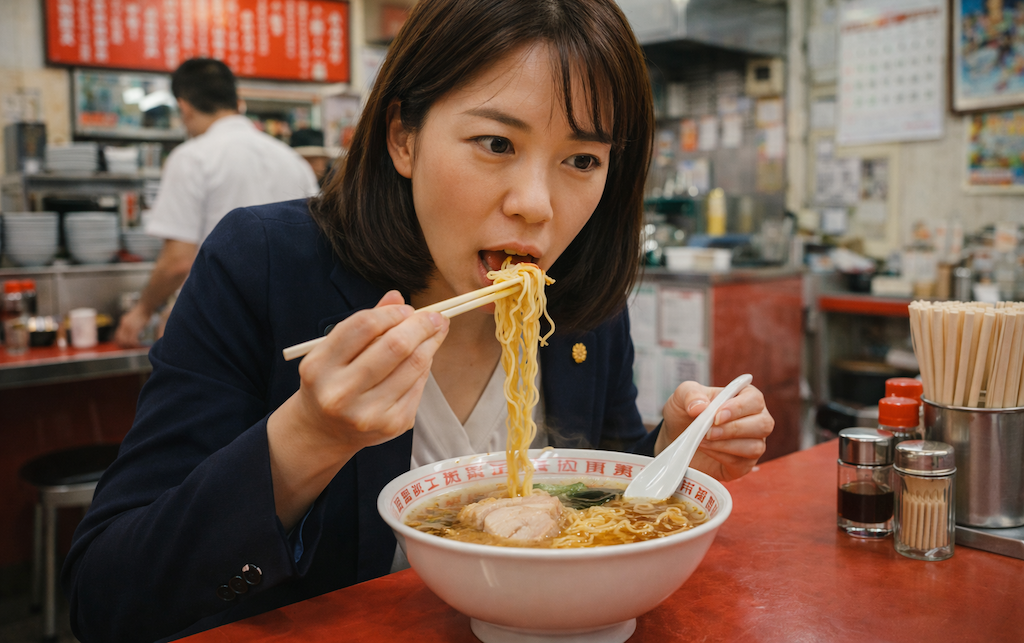 【初観測】食レポ議員、早速登場