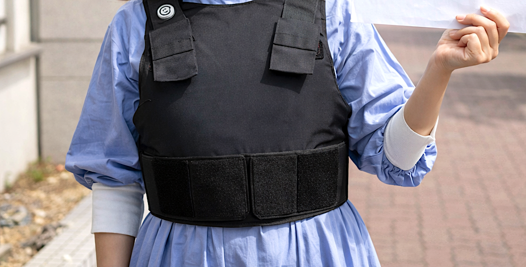 れいわ・西郷みなこ氏、ワンピースの上に『防刃チョッキ』&『防刃首巻』で自身への殺害予告に「抗議街宣」