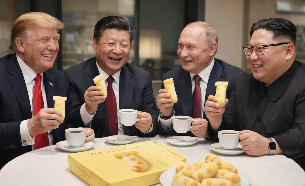 村本大輔さん(45)「ミサイル買うより東京バナナを買ってトランプ、習近平、プーチン、金正恩のところに行き、まあままあとりあえずコーヒー飲んでお互い落ち着こうぜって言える最高な総理を求める」