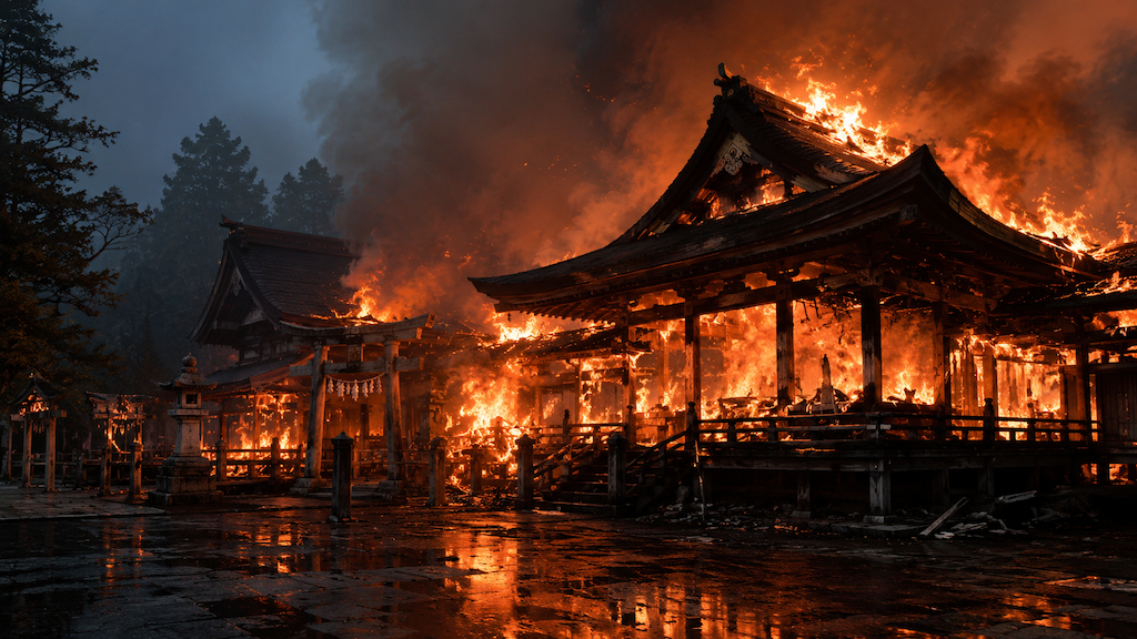 「こんなに燃えるのおかしくね？」日本の神社と養豚場の火災が爆増… 一体なぜ？