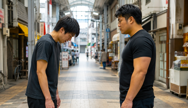 【悲報】大阪の“ぶつかり男”、韓国系のイカつい男性にぶつかってしまい「ソーリー、ソーリー」を連呼…